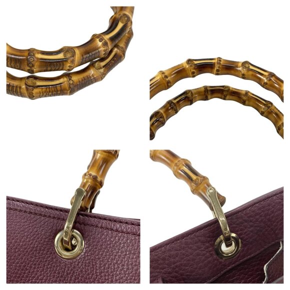 GUCCI Bamboo Shopper Bordeaux Leather Tote Bag bran-796-090625 - Picture 8 of 16